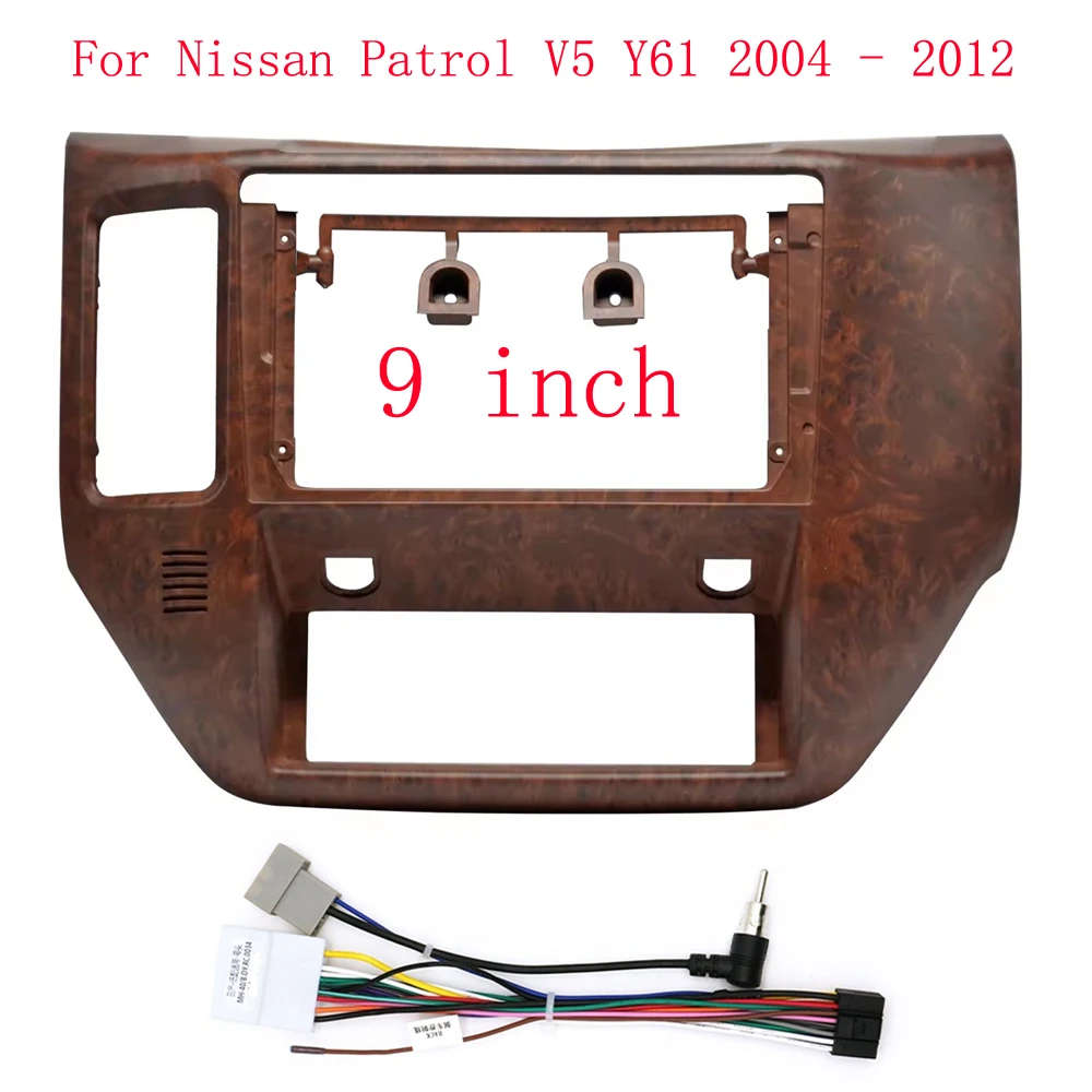 

9 Inch Nissan Patrol V5 Y61 2004 - 2012Auto Stereo Dash Fascia Trim Bezel Faceplate 2 Din Android Head Unit Car Radio Frame Kit