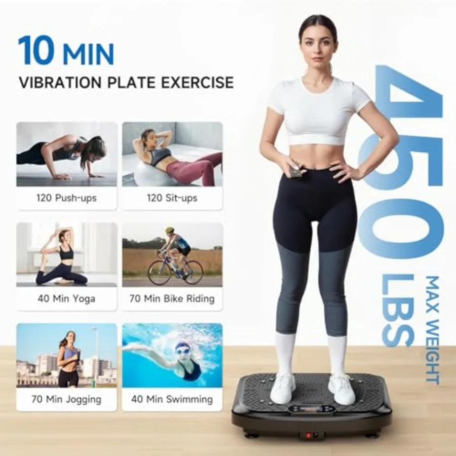 Vibration Plate Exercise Machine for home gym use ABS+steel construction black color 199 adjustable speeds with lymphatic drain