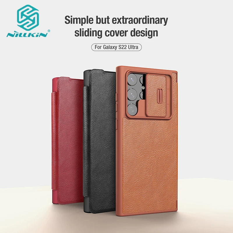 For Samsung S22 Ultra Case Nillkin Qin Card Pocket Wallet bag Leather Flip Cover for Samsung S22 Plus S22+ Case