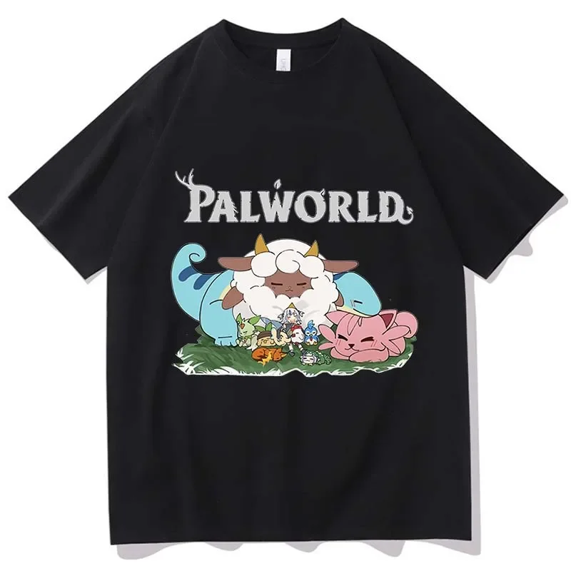 

Футболка Palworld с принтом игры, весна-лето, футболка с круглым вырезом для женщин и мужчин, милая одежда с мультяшным принтом, футболки, хлопковая мягкая рубашка