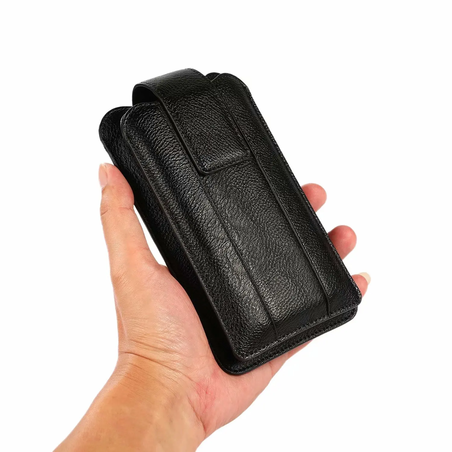 Leather 7.2 Dual Pouch Phone Belt Clip Case Holder For iPhone 16 15 14 Pro Max Samsung S25 S24 S23 Redmi Note 13 Men Waist Bag