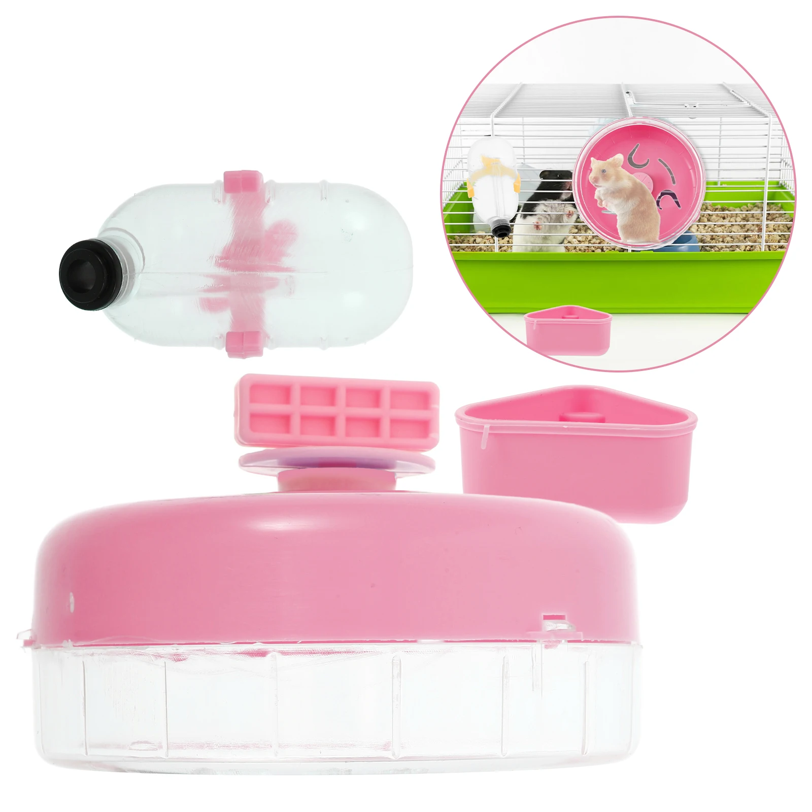 

Running Wheel Food Box Water Drinker Hamster Dish Feeder Cage Accessories Abs Animal Bottle Guinea Pig Travel Bowls