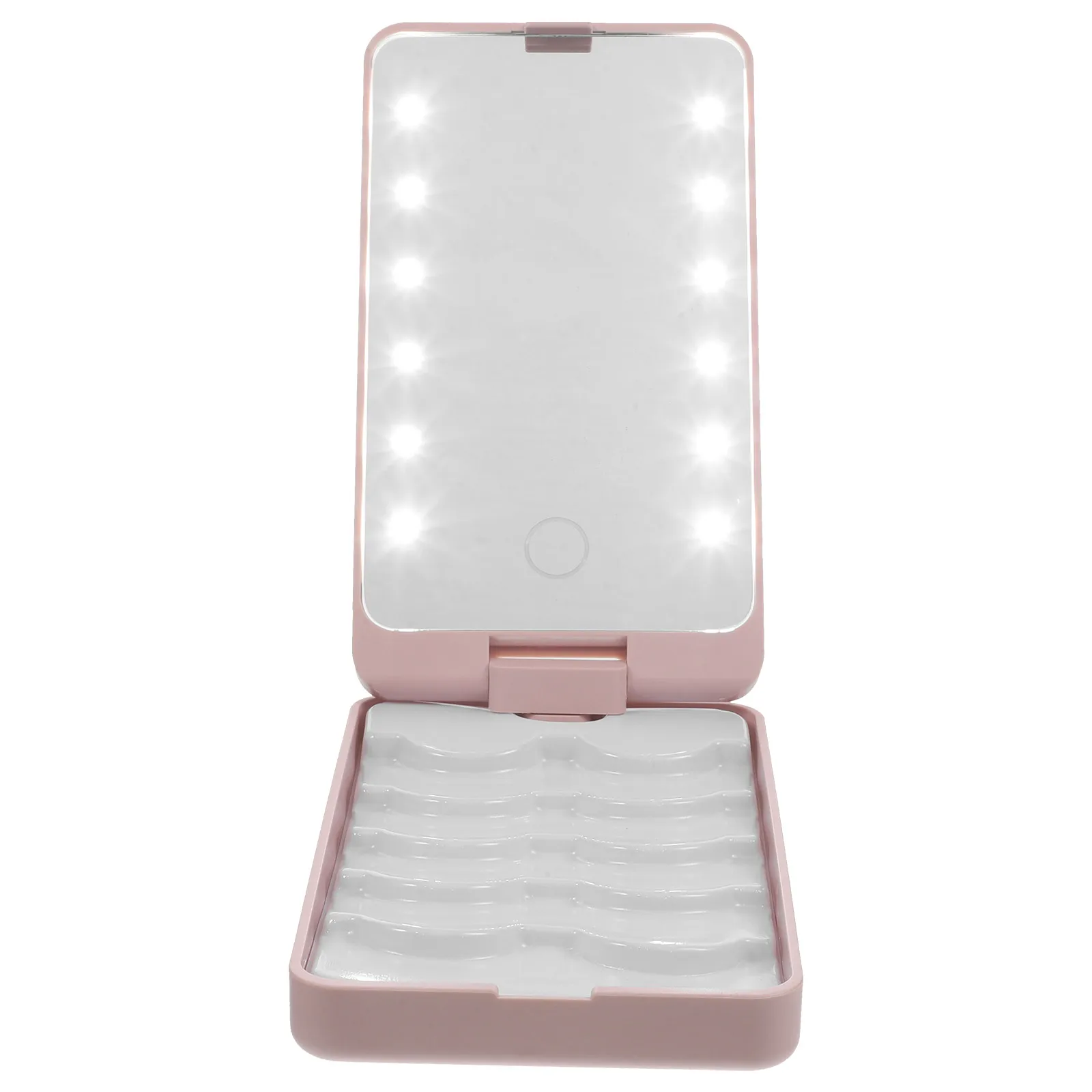 Eyelash Storage Box Mirror Case Holder Mascara Container ABS Plastic Reusable Durable LED Eyelash Organizer Makeup