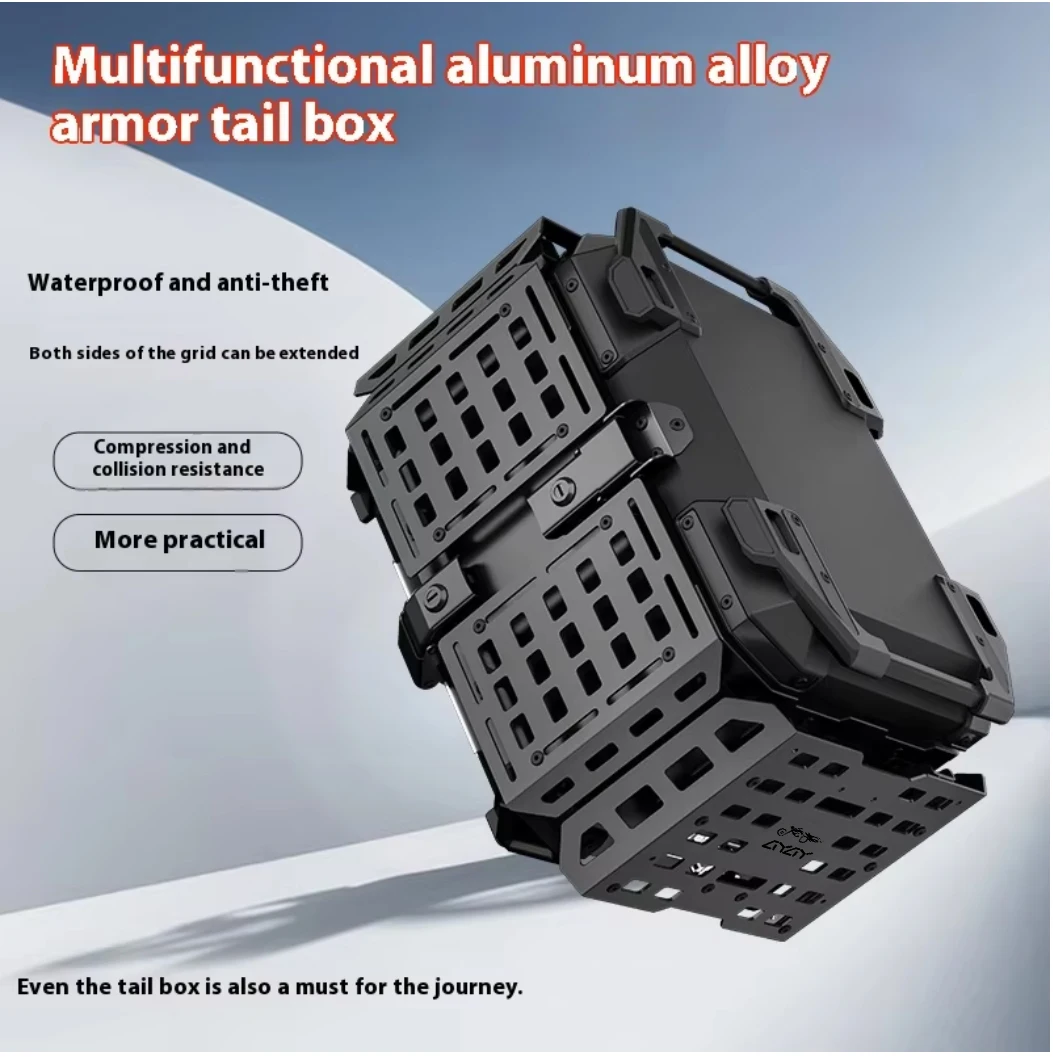 65L Large Capacity Motorcycle Electric Car Trunk Multi-functional Rear Trunk Aluminum Alloy Armored Waterproof Top Box