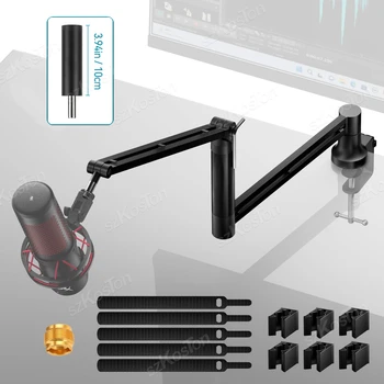 Adjustable Microphone Boom Arm Extended Riser with Cable Management Low Profile Mic Arm Ga