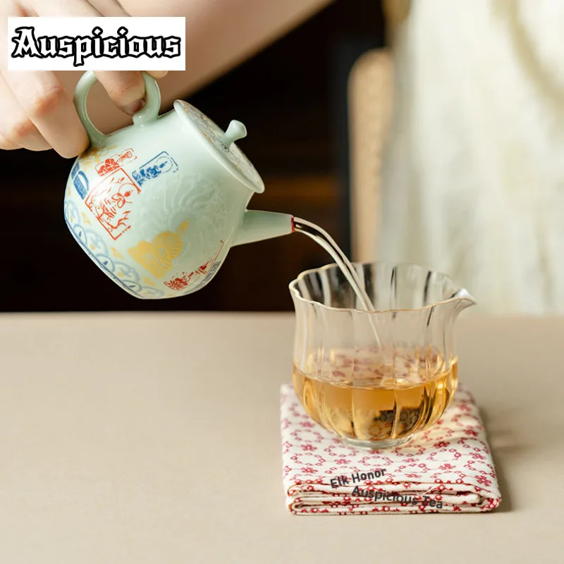 140ml Cangjia Green Phaseless Luminous Teapot Traditional Tea Infuser Pot Tea Making Kettle with Ball Hole Drinkware Decoration