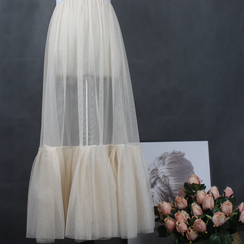 

Inner Wear Bottoming Skirt Extender Big Hem Mesh Fishtail Underskirt Long 80cm Transparent Petticoat Half Slip Spring and Summer