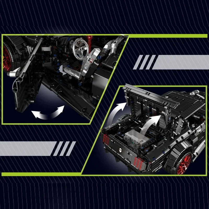 MOULD KING 13108 Technical Mustang Hoonicorn Sport Car Model Building Blocks Technology Racing Car Toy for Boys and Adults