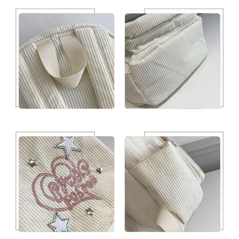 

Portable Small Pack Corduroy Backpack Korean Style Handbag Star Love Shoulder Bag Fitness Sport Casual Backpack Travel