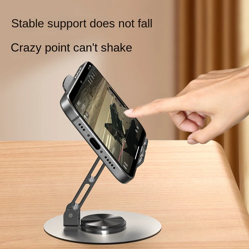 

Alloy Material Mobile Phone Holder Infinite Rotation Damping Design Desktop Stand Hollow Heat Dissipation Foldable Flat Bracket
