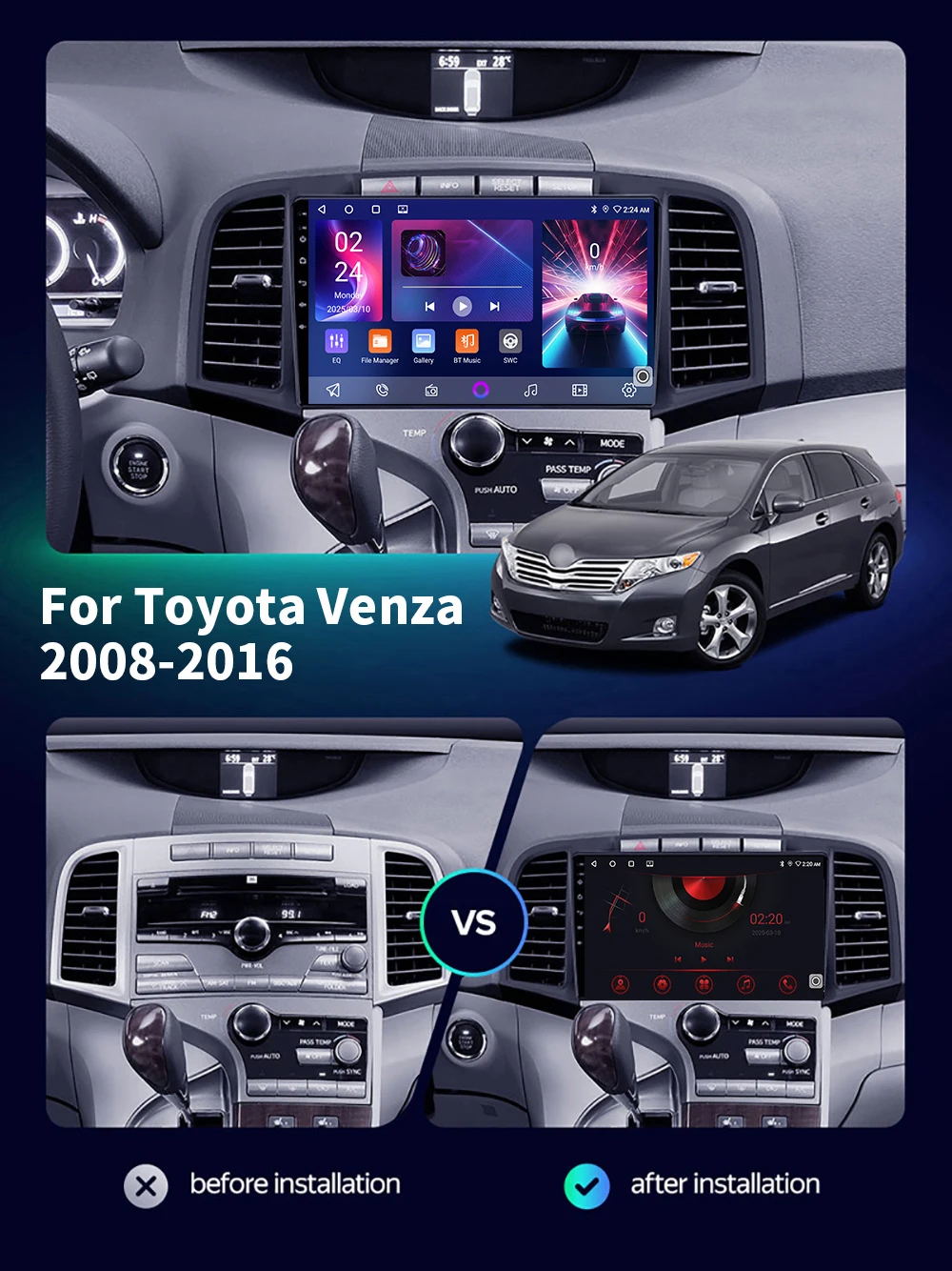 

5G головное устройство беспроводной Carplay автомобильный радиоприемник для Toyota Venza 2008-2016 Android15 авто стерео GPS навигация 2din мультимедийный плеер