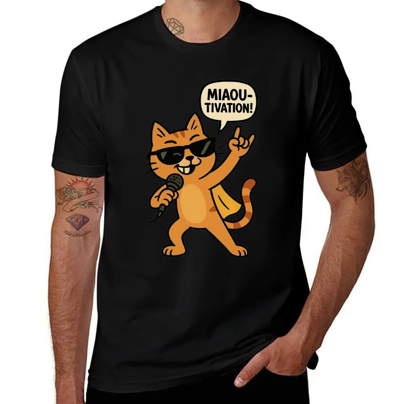 

Meow-tivation – Motivating Superhero Cat T-Shirt blacks kawaii clothes mens big and tall t shirts