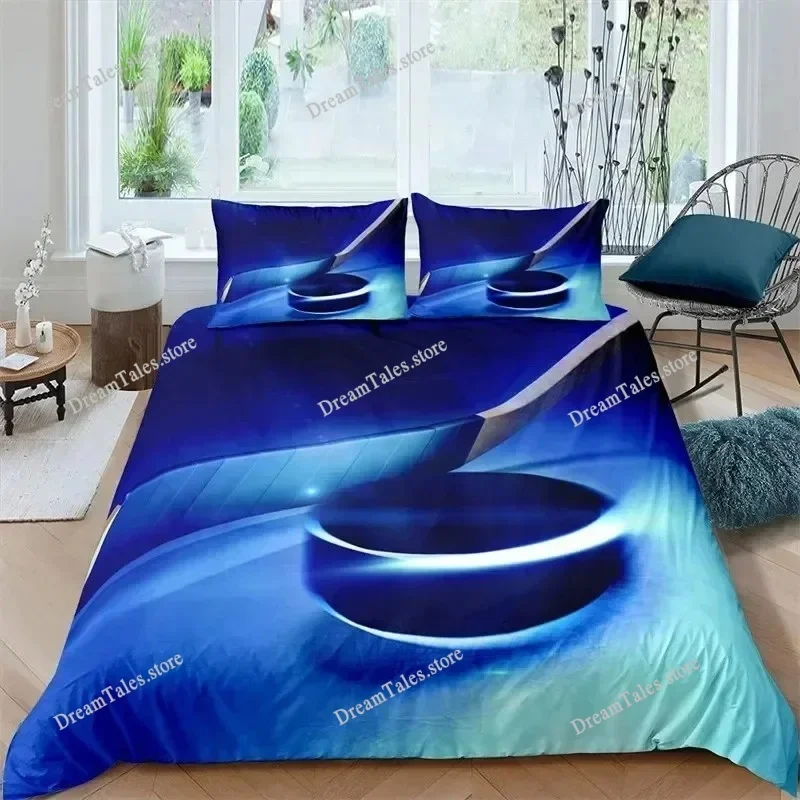 

Ice Hockey Duvet Cover Hockey Player Bedding Set Winter Sports Event Comforter Cover Twin Full for Kids Boys Girls Bedroom Decor