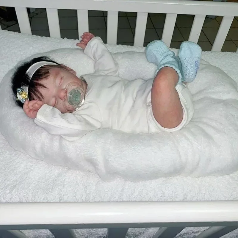 48CM  Reborn Baby Doll Sam Lifelike 3D Skin Visible Veins Newborn Sleeping Doll Collectible Art Doll Gift For Girls