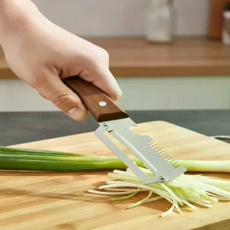 Fruit peeler, wooden handle multifunctional vegetable peeler, 2026 multifunctional stainless steel thickening machine