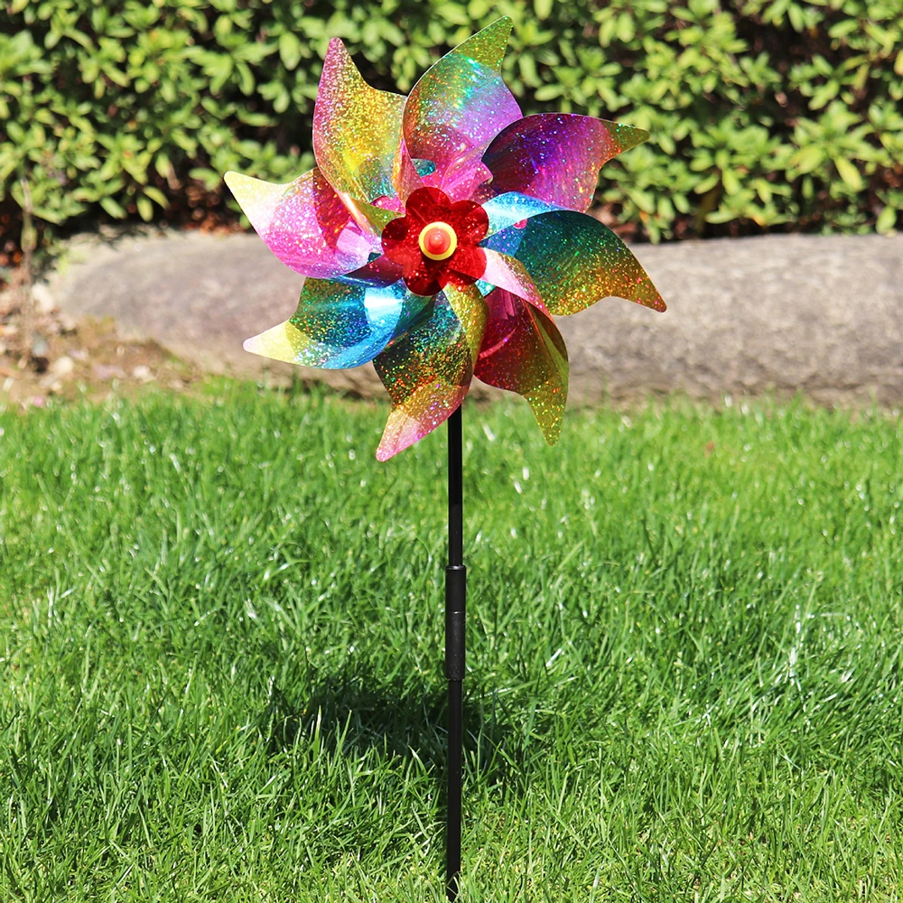 Brilliant Colorful Light-Emitting Bird-Repelling Wind Spinner for Outdoor Garden and Park Decoration