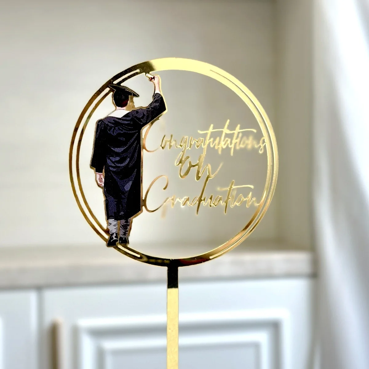 Figure Acrylic Graduation Cake Topper Decoration Gold Graduation Season Birthday Cake Topper for Student Party Gift Baking Suppl