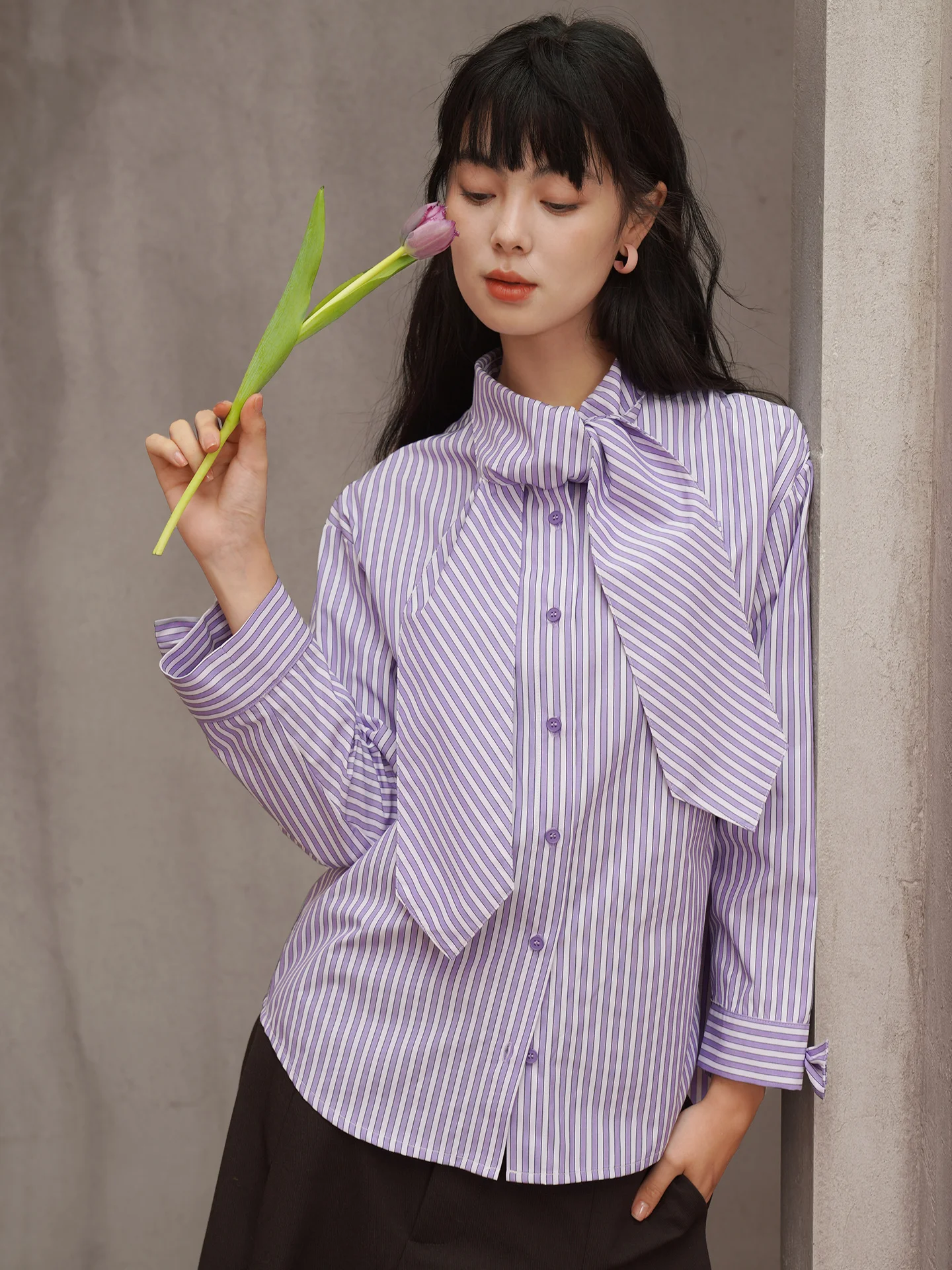 

Оригинальная винтажная рубашка в полоску с длинным рукавом, двусторонняя, из хлопка, свободного кроя, женская, повседневная, модная