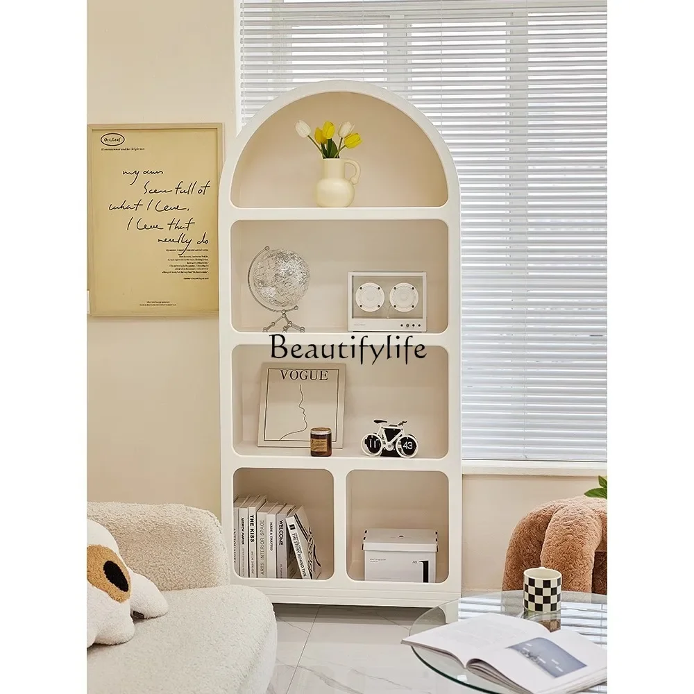 

ls 35Nordic Multi-Layer Shelf Floor Home Storage Modern Living Room Cream Style High Shelf