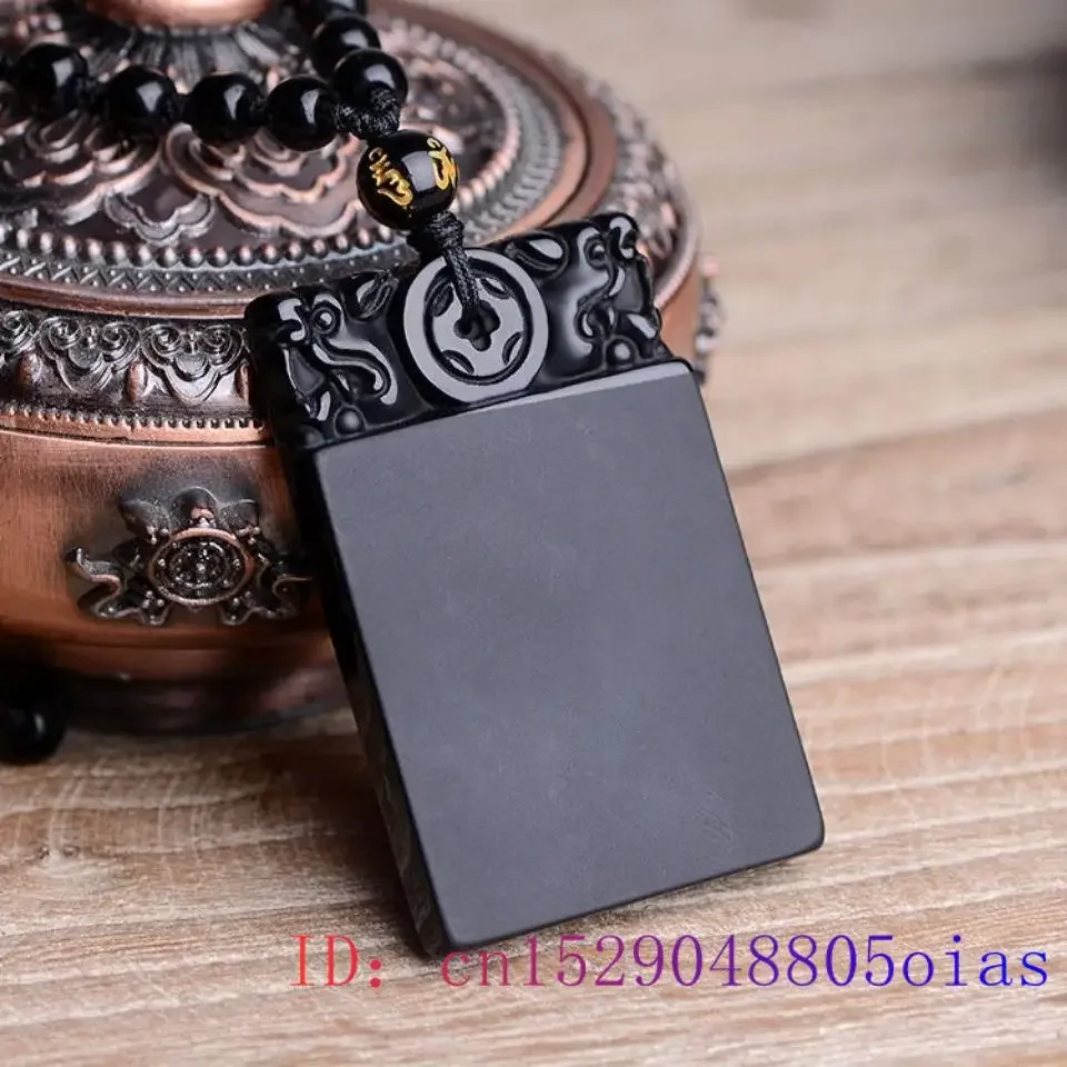 Obsidian Pendant Charms Necklaces Gifts for Women Natural Man Jewelry Necklace Black Designer Carved Fashion Accessories