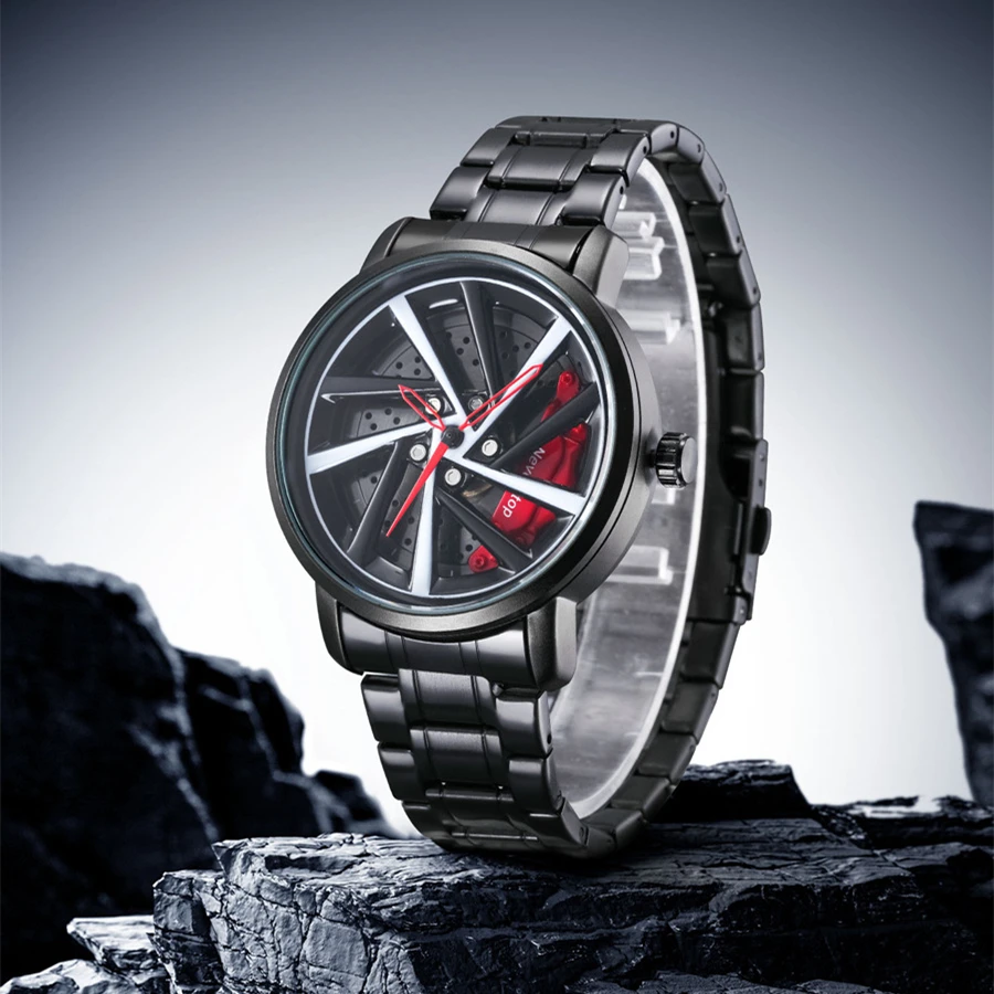 

3D вращающиеся автомобильные часы для мужчин, кварцевые мужские часы с циферблатом японского аниме, лучший бренд, роскошные водонепроницаемые модные мужские часы