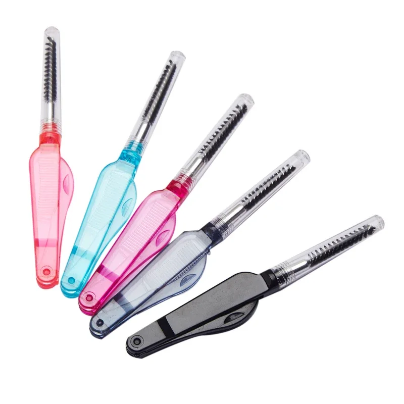 Fashion Double Head Foldable Eyebrow Eyelashes Hair Eye Brow Extension Brush Metal Comb Eyelashes Comb Cosmetic Makeup