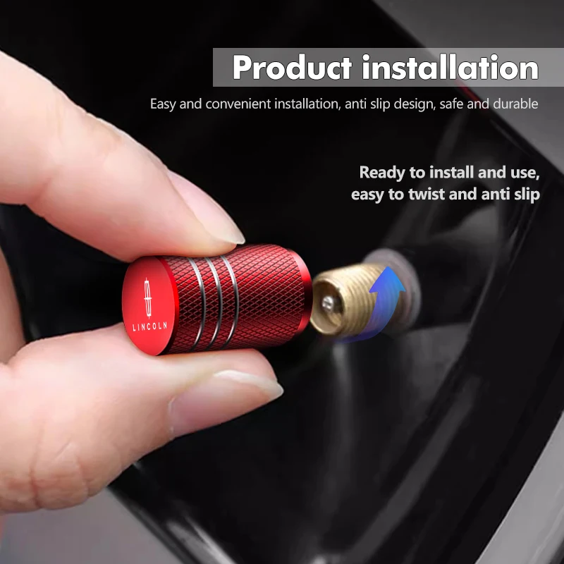 Aluminum Car Tire Striped Valve Cap Style Tire Stem Air Cover For Lincoln Mondeo MKZ MKX Aviator Navigator Continental Corsair