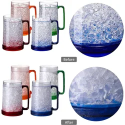 Bicchieri da birra per congelatore da 15 once bicchieri da whisky in plastica con Gel isolante a doppia parete per feste all'aperto per amici Chiller Frosty Freezer Cup