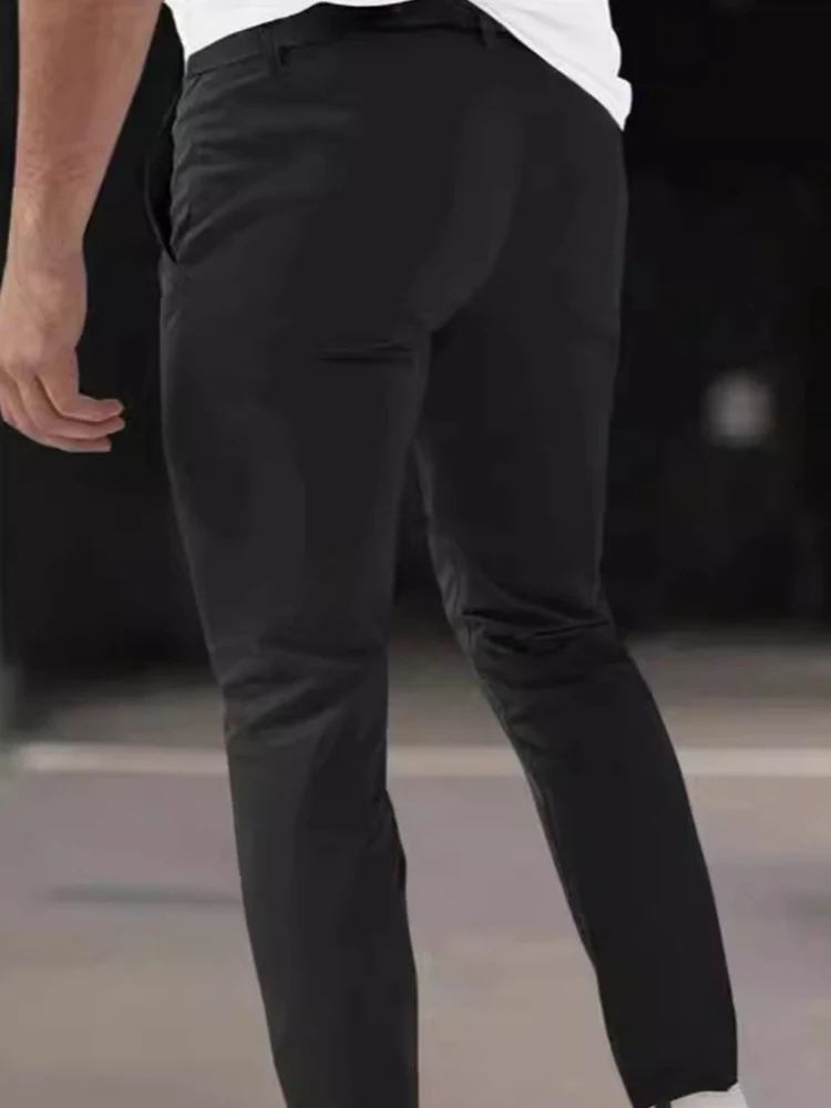 خمر مطوي مطاطا سليم سروال شكل قلم رصاص الرجال ربيع الخريف الرياضة عادية بلون بنطلون رجالي قيعان أنيقة الشارع الشهير