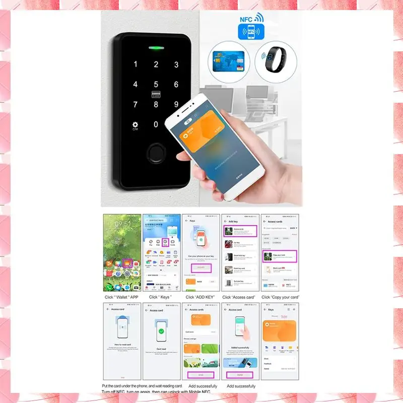 JAJA NFC Bluetooth Tuya APP Access Control Keypad Waterproof RFID Keyboard 13.56Mhz Biometric Fingerprint Touch Door Opener Dura