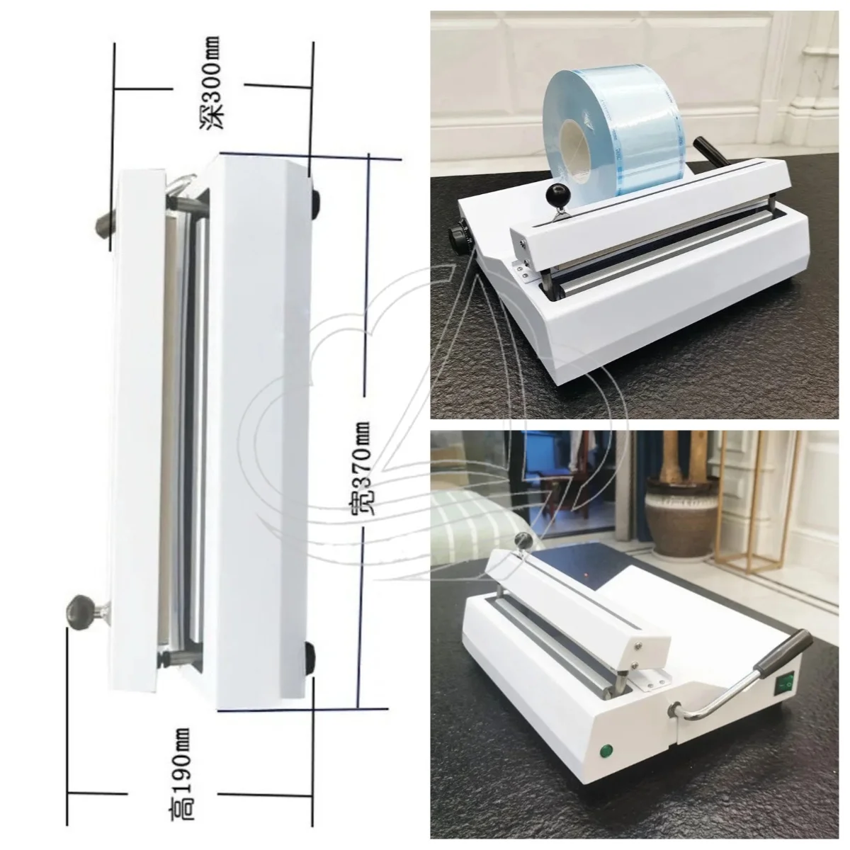 High Power Medical Bag Sealer, Electric 300MM Sealing Device for Sterile Disinfection Pouch Packaging Work