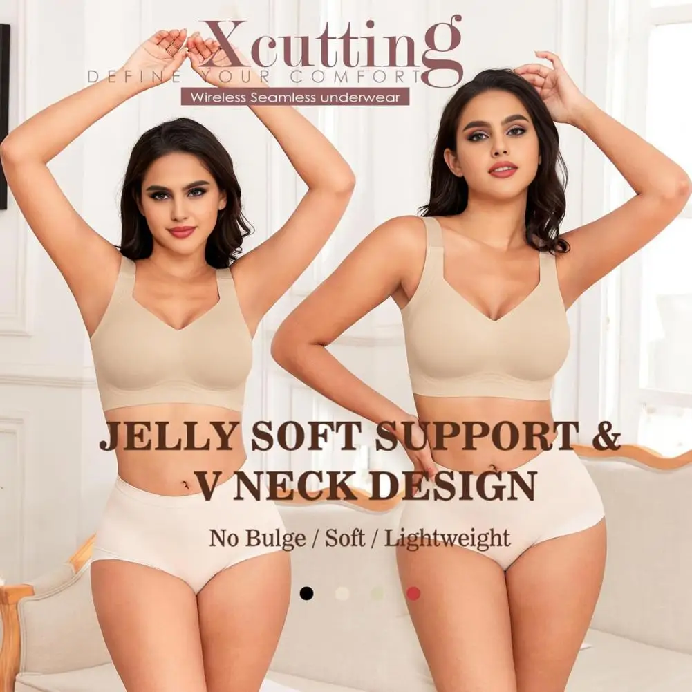 

Women's Wireless Supportive Bra Plus Size Seamless Push Up Bra Soft No Underwire Full Coverage T-Shirt Bra