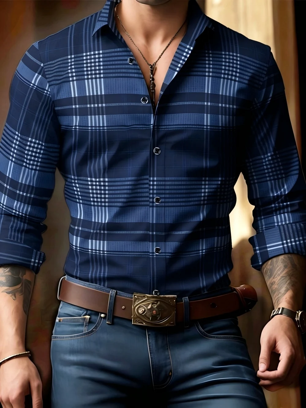 Men's long sleeved shirts, various checkered shirts, fashionable daily wear, close fitting soft fabric