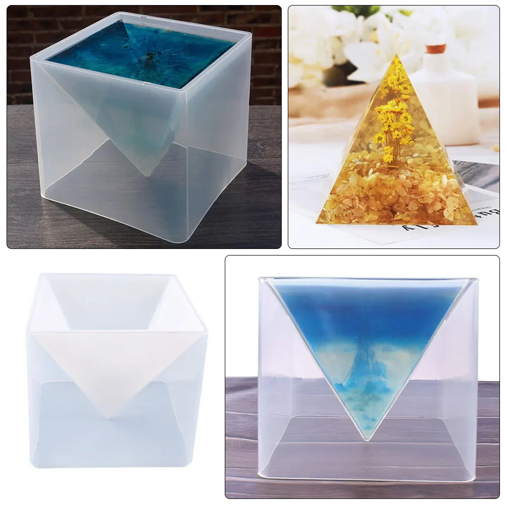 1 Buah Cetakan Piramida DIY Kotak Penyimpanan Organizer Silikon Kreatif Kotak Perhiasan Hiasan Meja Cetakan Silikon Cetakan Piramida