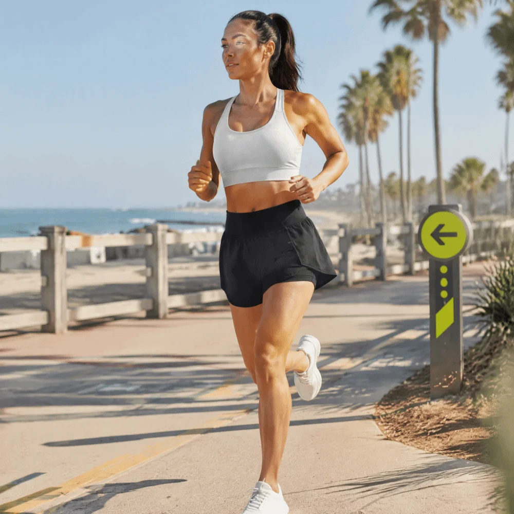 With Pocket Women Running Shorts Wide Waistband Coverage Design Jogging Shorts Layer Liner Fitness Workout Shorts For Women
