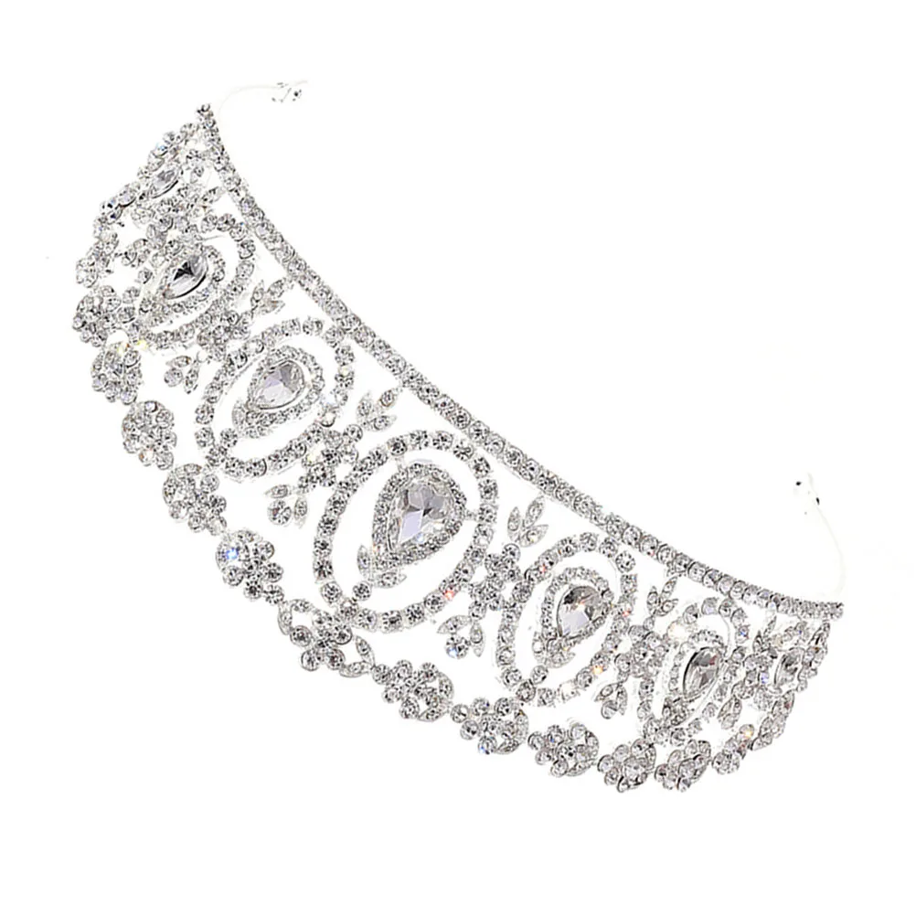 1 szt. Korona ślubna z kryształkami, barokowa tiara z kryształami, opaska do włosów, elegancka ozdoba na głowę dla kobiet, dziewcząt, druhen, na wesela