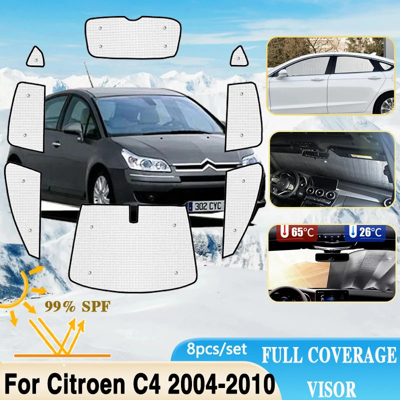 

For Citroen C4 MK1 Hatchback 2004~2010 Full Coverages Sunshades Windshield Window Sun Protection Visor Car Accessories 2005 2006