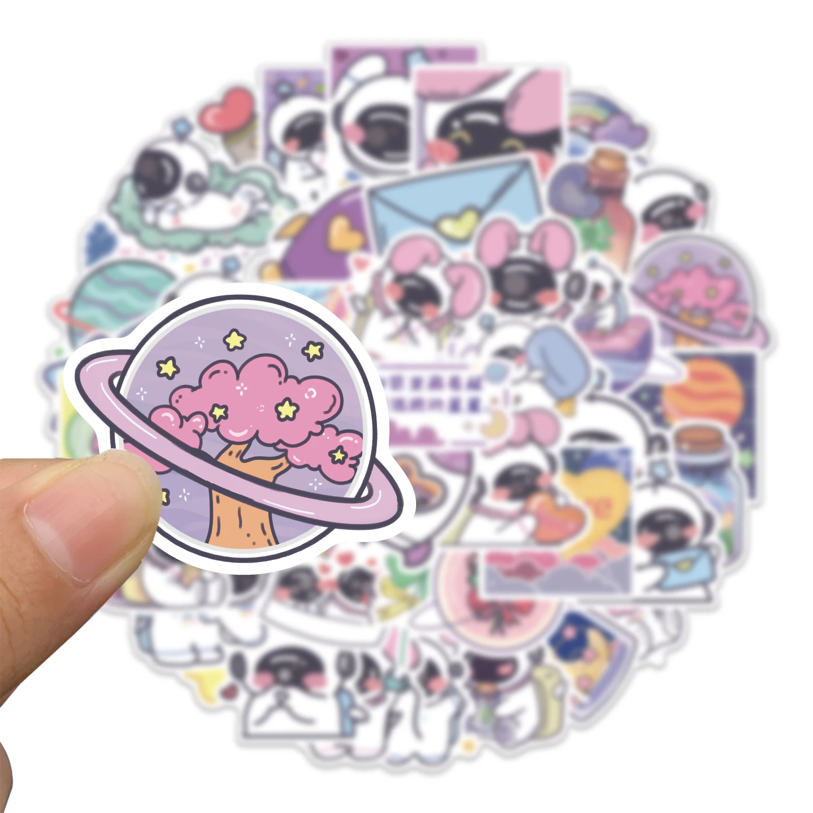 50PCS Super Cute Astronaut Space Cartoon Stickers for Kids Waterproof Vinyl Space Explorer Stickers DIY Decors for Teens Room