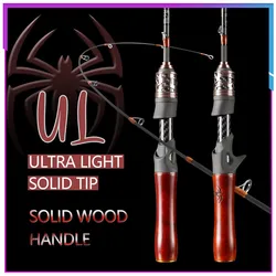 1.68/1.8M 5.5/6 feet Solid Wood Handle and Solid Carbon Tip Ultra light Trout Fishing Rod fast spinning casting UL fish pole