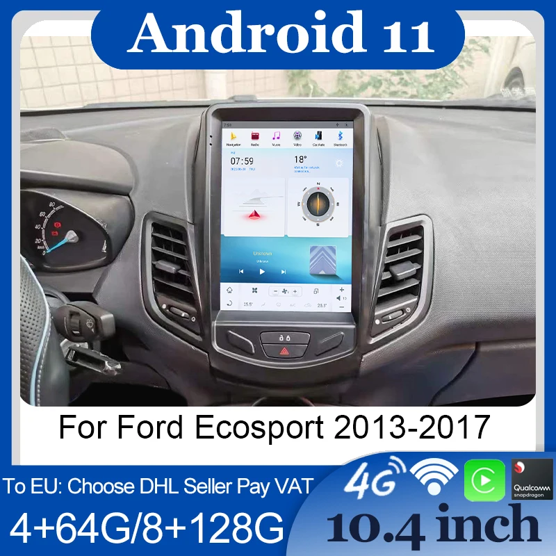 

10.4 inch Android 11 Wireless Apple Carplay Android Auto For Ford EcoSport 2013-2017 GPS Navigation Car Radio Multimedia Player