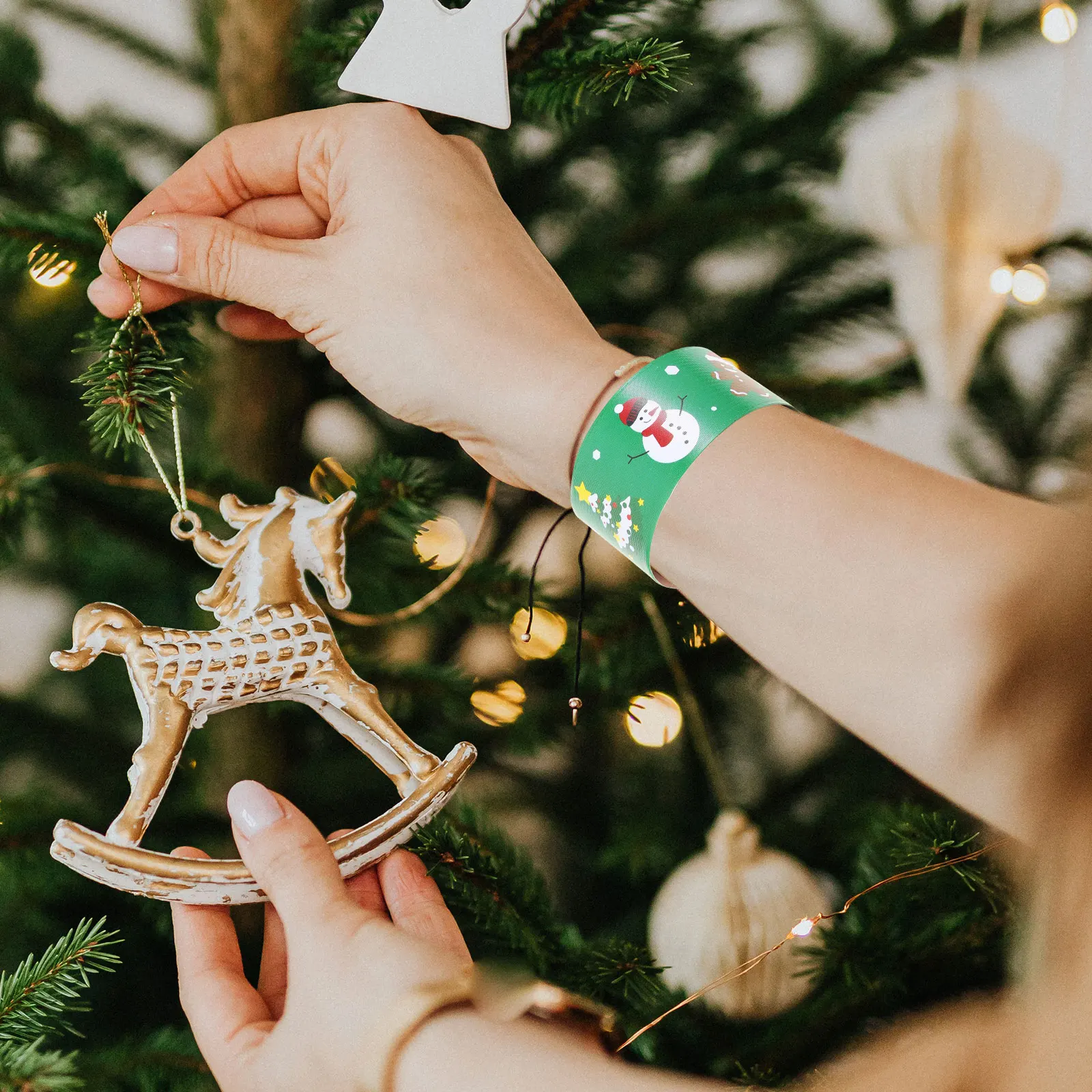 

96pcs Christmas Slap Bracelets Creative Festive Wristbands Bulk Party Favors Snap Wristband For Women Adults Holiday Stocking