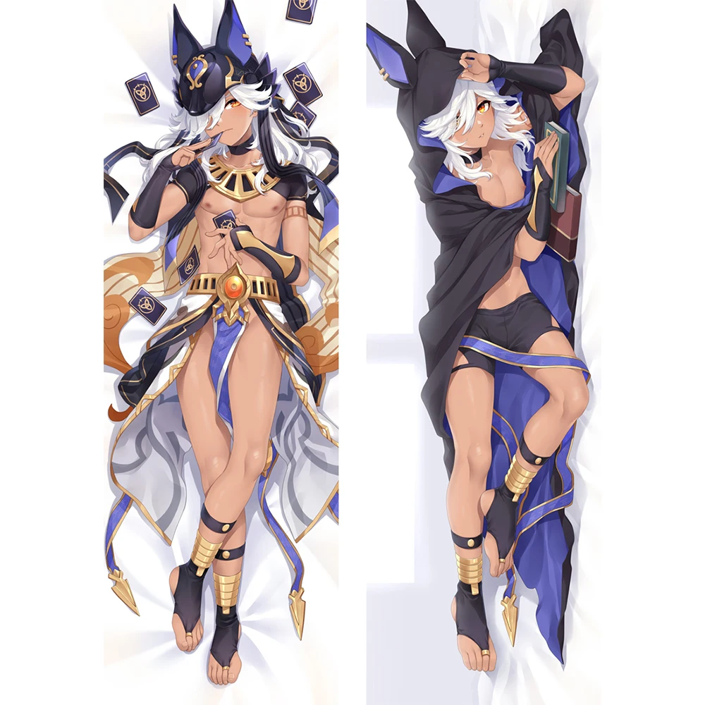 Genshin Impact Cyno Cosplay Body Pillow Case Dakimakura Peachskin 2-Side Hugging Body Throw Pillow Cover