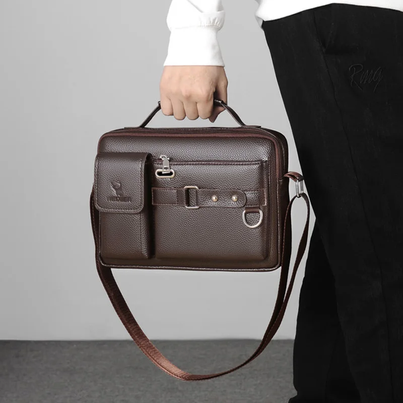 Sacs à bandoulière en cuir PU pour hommes, sacs à main d'affaires à la mode, sac noir pour ordinateur portable, étuis à bombes, sangle initiée, nouveau, 2022