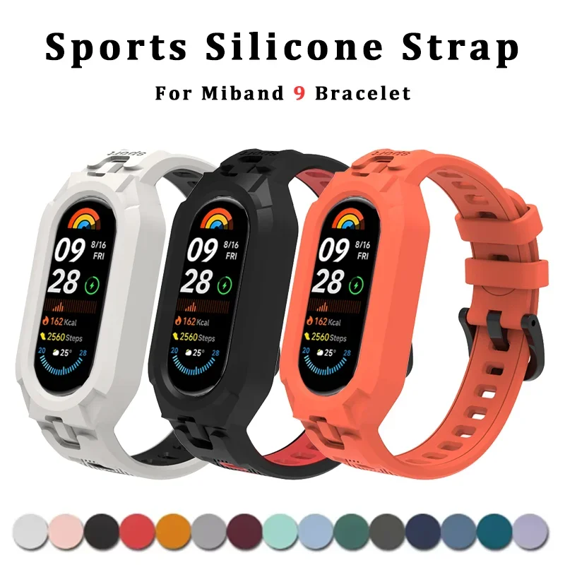 Bracelet sport en silicone pour Xiaomi Mi Band 9, étui souple de remplacement, bracelet de montre intelligente, bracelet pour Xiaomi Mi Band 8 ata