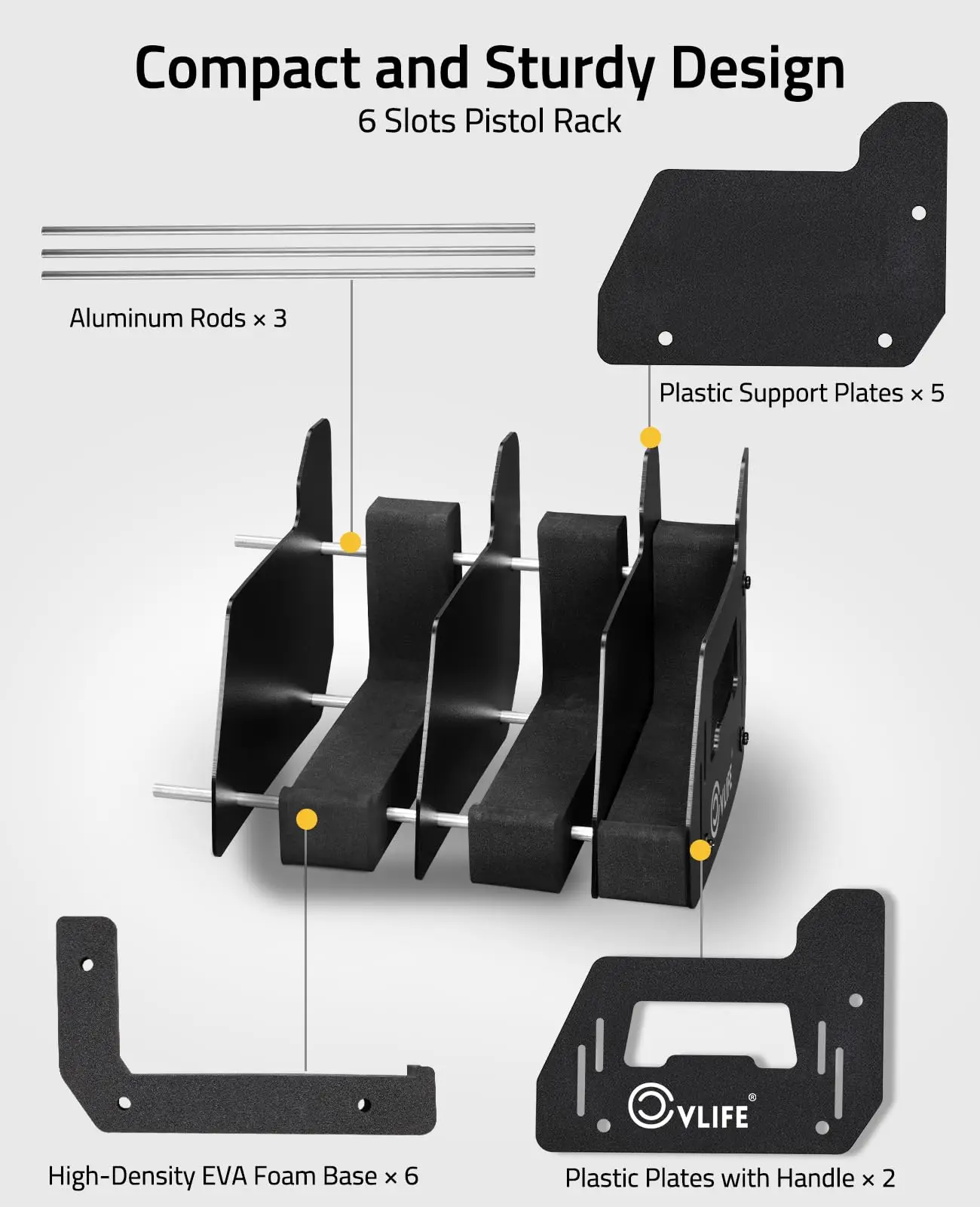 

CVLIFE Pistol Rack for Gun Safe Foam Indoor Pistol Rack Handgun Stand for Gun Cabinet Accessories Storage Organizer 6 Slots