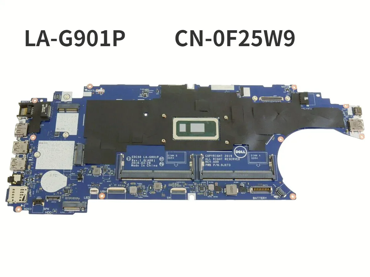 

0J16NW 0F9GJ4 0F25W9 For DELL Latitude 5510 5500 Laptop Mainboard LA-G901P i7-8665U 100% Full Tested