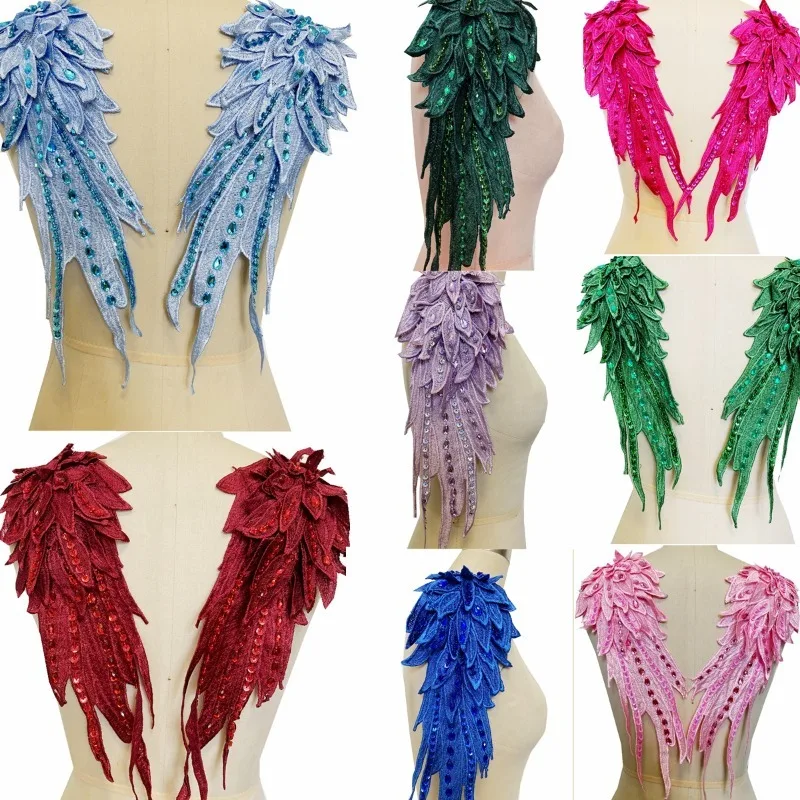 

1 Pair, Multi-color Rhinestone Lace Decal Beads, Luxurious Diamond Decoration, Handmade DIY Sewing,Clothing, Wedding Accessories