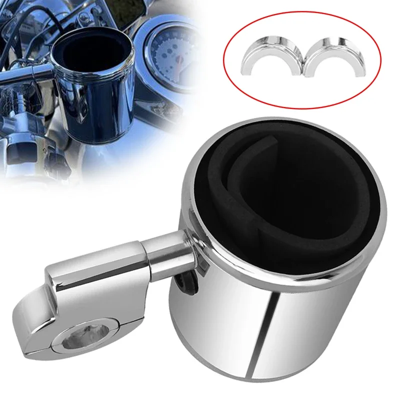 

Motorcycle 7/8" 1'' 1.25'' Handlebars Chrome Adjustable Cup Holder For Harley Yamaha Kawasak Honda Custom Dyna Fat Bob Universal