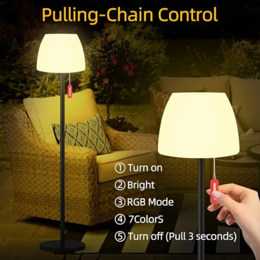 Outdoor Floor Lamp Solar Outdoor Lamps for Patio Waterproof Shower LampLED Cordless Floor Lamp with Light Sensor Rechargeable D