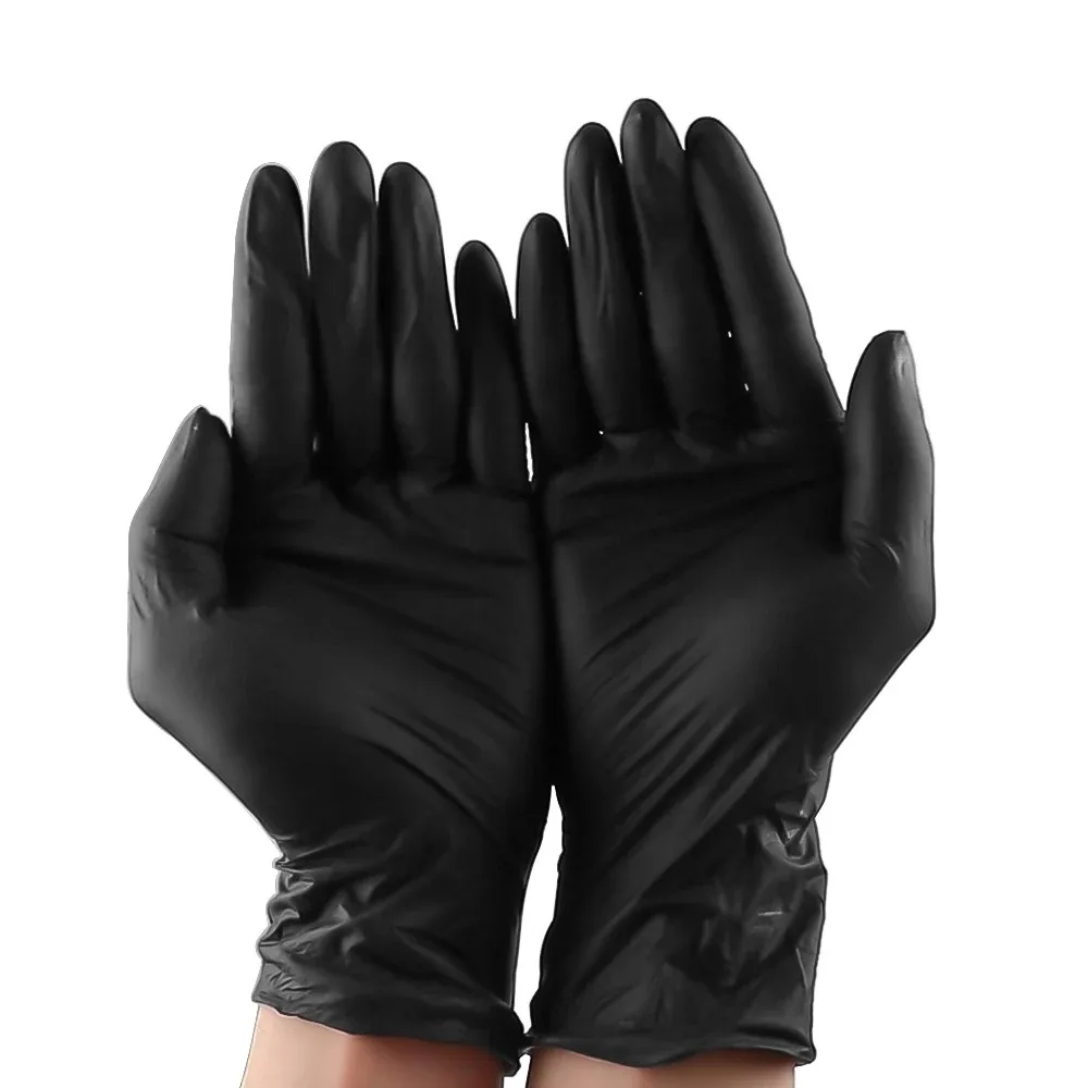 

Black Nitrile Disposable Gloves 10Count Latex Free Textured Cleaning Gloves Perfect for Industrial Mechanic Tattoo Automotive